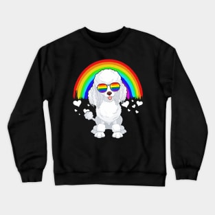 Poodle With Rainbow Sunglasses Gay Pride Lgbt Crewneck Sweatshirt